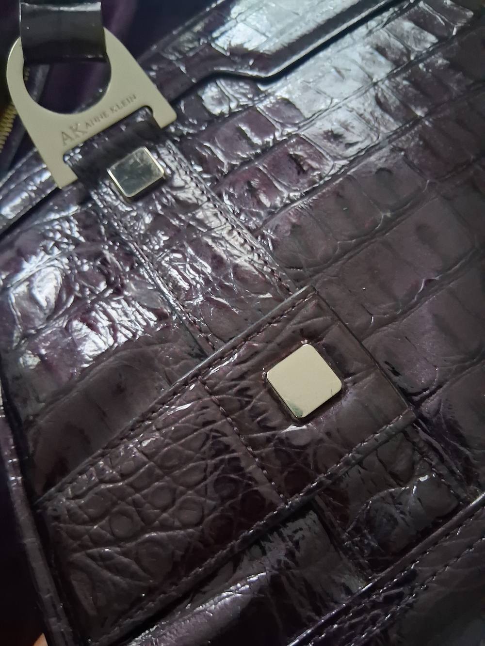 Anne Klein Purple Croc-Embossed Shoulder Bag - Picture 2 of 16